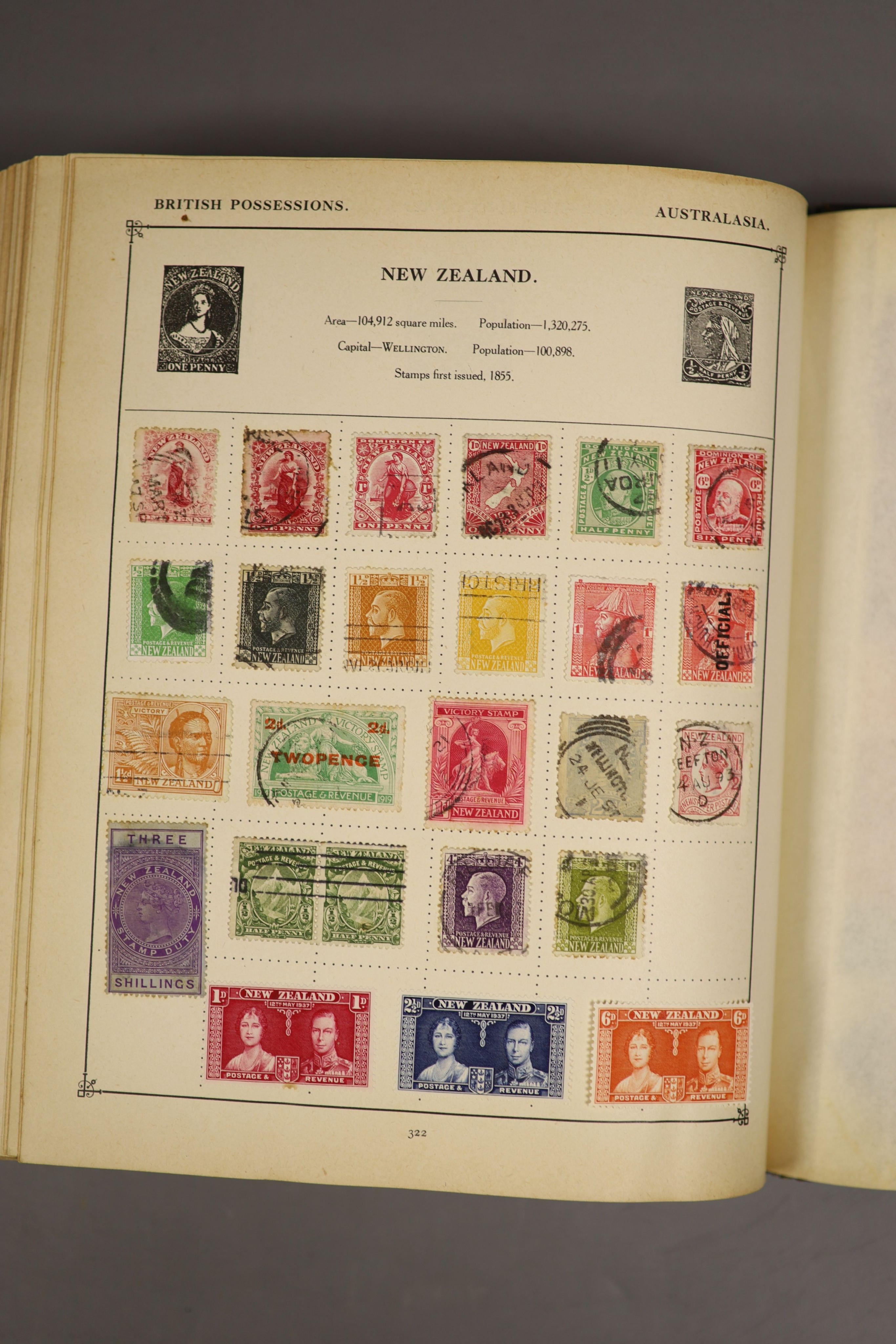 A Strand album of world stamps, 19th/20th century, started in 1931 including some unused stamps